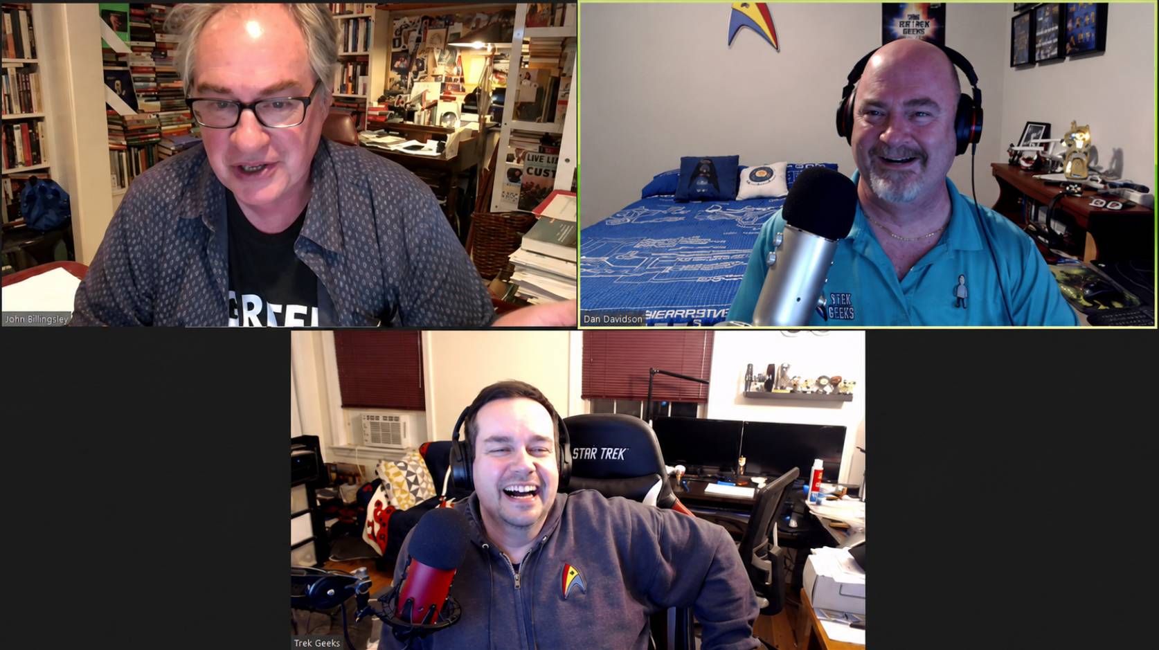 Trek Geeks hosts Dan Davidson and Bill Smith with John Billingsley on the podcast
