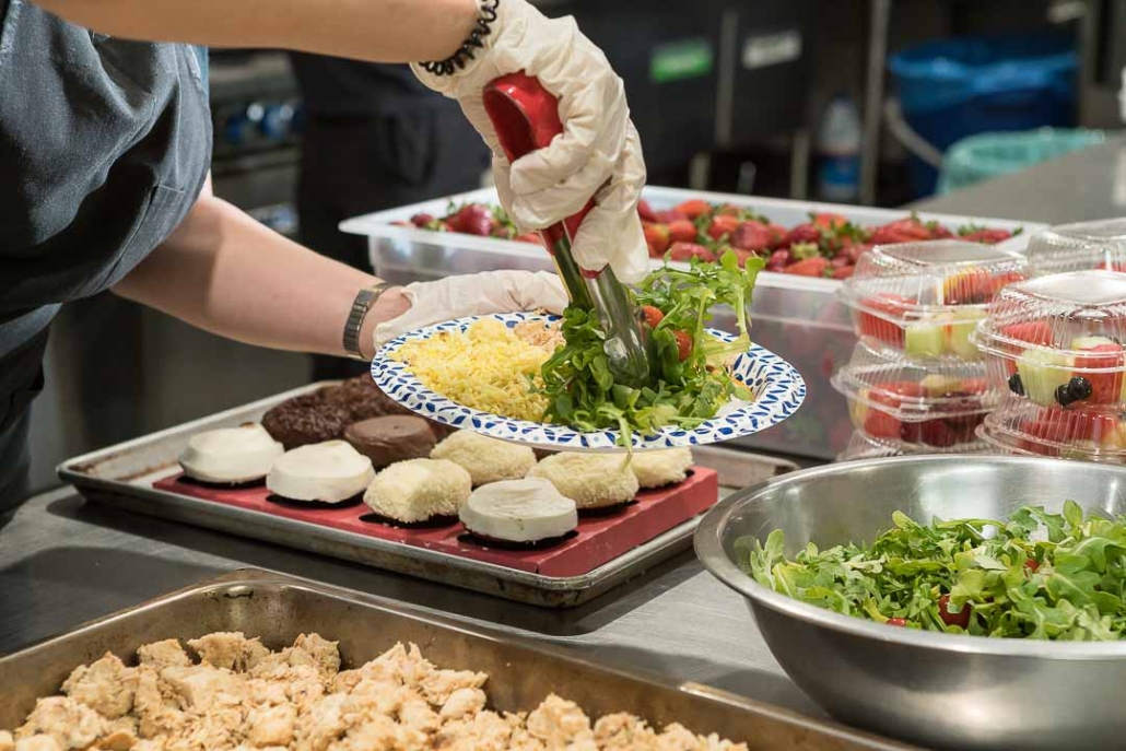 A fresh, restaurant-quality plate at the nightly Community Dinner